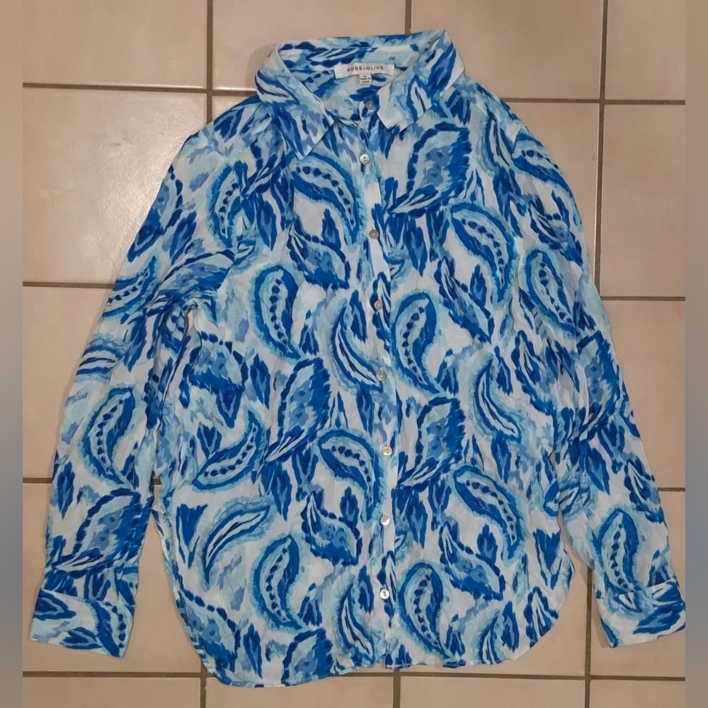 Rose & Olive Blue and White Shirt